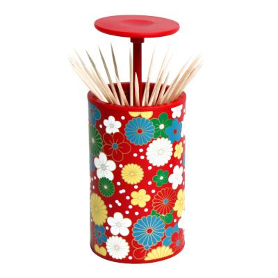 China Wholesale Price Viable Auto Press Factory Style Flower Facial Makeup Toothpick Holders Boxes for sale