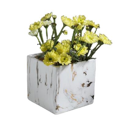 China Modern Marble Vase Ceramic Flower Pots With Marble Design For Home Office Hotel Decoration for sale