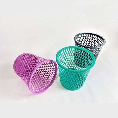 China Sustainable Plastic Hollow Waste Paper Basket Dust Bins Without Lid For Office Home for sale