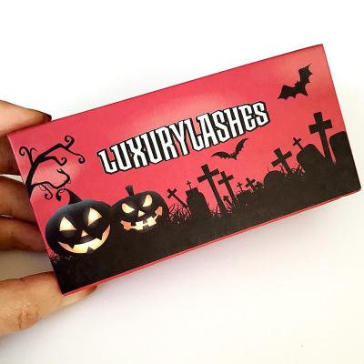 China New Design Materials Brown Halloween Theme Recycled Orange Lash Kit Box Rigid Magnetic Eye Whips Logo Lash Box Custom Packaging for sale