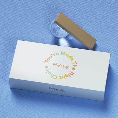 China 2022 Recycled Materials Recycled Logo Printed White Cardboard Packaging Luxury Simple Flat Closure Foldable Cosmetic Paper Gift Boxes for sale