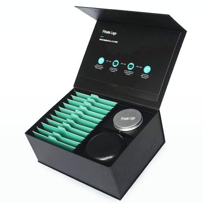 China Recycled Materials Cardboard Eco-friendly Black Green Cardboard Blocker Large Teeth Clear Aligners Packaging Magnetic Box For Orthodontic for sale