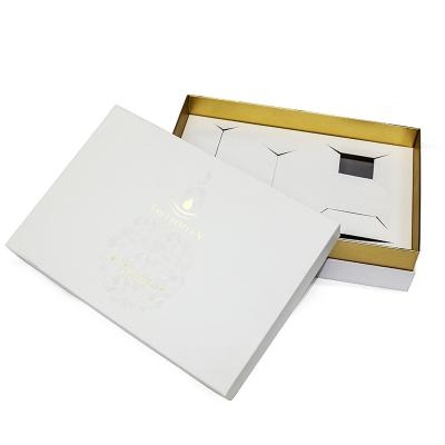 China Materials Factory Price White Gold Square Logo Luxury Lid And Base Paper Box Recycled Custom Cosmetic Essential Oil Skin Care Gift Box With Insert for sale