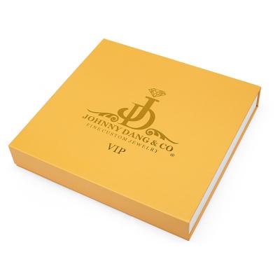 China Yellow Custom Luxury Earrings Rings Necklaces Bracelets Logo Printed Large Cardboard Box Top Fashion Handmade Packaging Jewelry Gift Box for sale