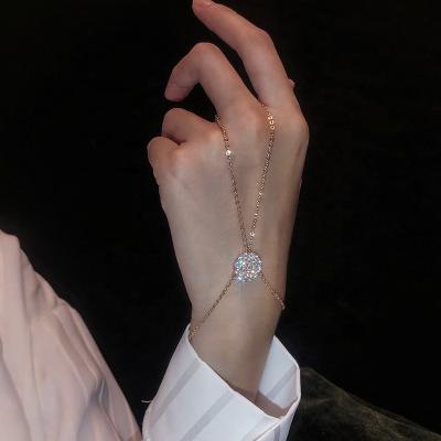 China FASHIONABLE Korea fashion full diamond bracelet ring chain link women and ring hand bracelet as a whole for sale