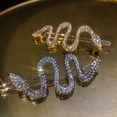 China Punk full diamond geometric animals snake hairpin Korean version word shaped hair clip for women 20ACH046 for sale