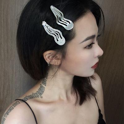 China ALLOY Punk Style Shiny CZ Hair Pins Sets Girls Accessory Personality Irregular Liquid Shaped Metal Snap Hair Clips BB Clip for sale