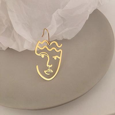 China Office/Career Fashion Personality High Quality 18K Gold Plated Hollow Designs Art Human Face Earrings punk face earrings for sale