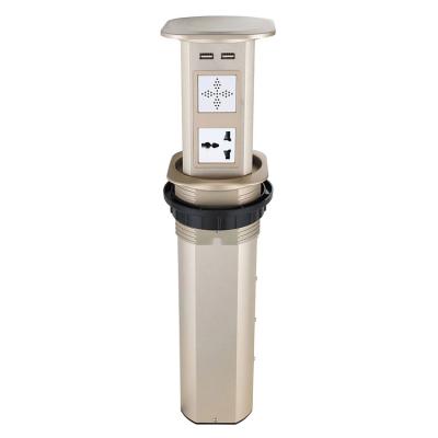 China QI Commercial Hidden Desktop Radio Charging Retractable Intelligent Pop Up Lift Socket / Kitchen Auto Noise Up Socket Power Tower for sale