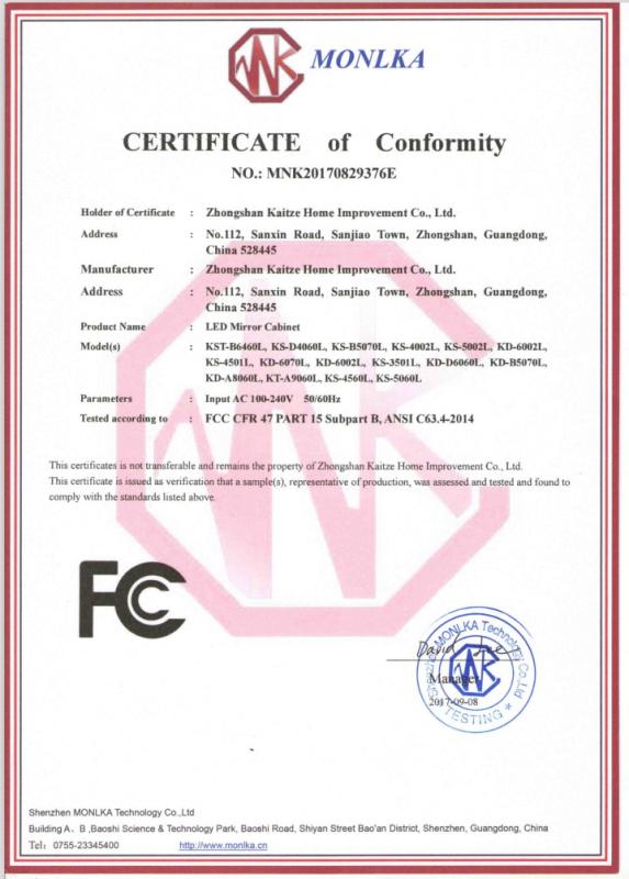 FCC - Zhongshan Kaitze Home Improvement Co., Ltd.