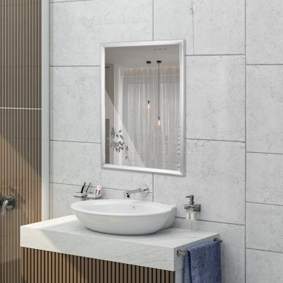 China Simple Design Bright Aluminum Frame Mirror Wall Mounted Bathroom Mirror With Frame for sale