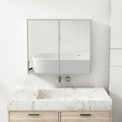 China Modern Super Clear Copper Free Medicine Cabinet Reflex Mirror Stainless Steel Use Space Smart Bathroom Mirror Cabinet for sale