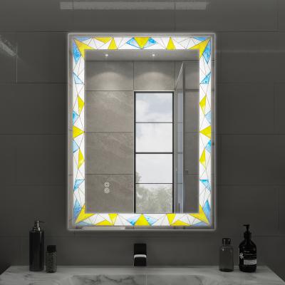 China 2022 New Bathroom Lighted Led Vanity Mirror Customized Your Own Modern Smart Area Pattern Bath Vanity Wall Mirror With Light for sale