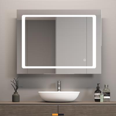 China Illuminated Modern Smart Led Mirror Hotel Vanity Rectangle Bathroom Touch Control Mirror With Light for sale