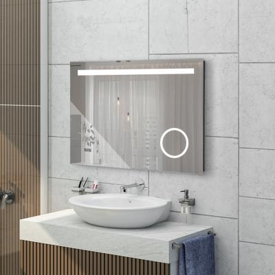 China Modern Design Magnifying Wall Mounted Bathroom Mirror With Magnifier And Led Light for sale