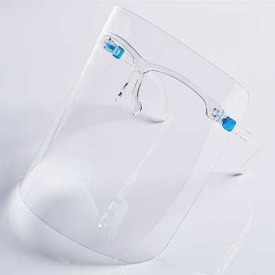 China PET Safety Face Shield Masks With Plastic Glass Frames Clear To Protect Eyes To Sniff Mouth Reusable Anti Fog for sale