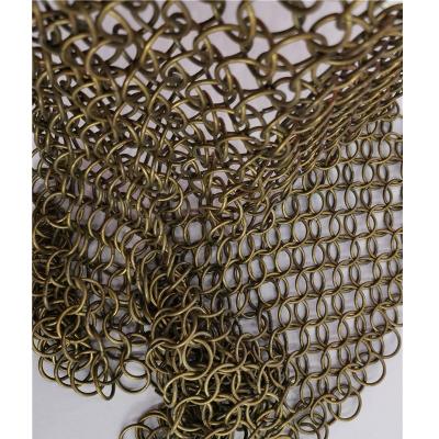 China Electroplating Gold Color Link Chainmail Steel Ring Mesh Drapery Use For Wall Decoration for sale