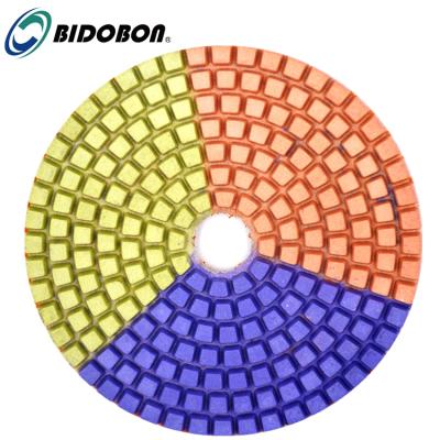 China High Gloss Diamond Wet Polishing Pads For Stone Granite 4inch 3 Color Marble Quartz Engineered Stone for sale