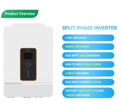 China Hot Sale Lifepo4 Battery Ups Mppt 10000W Split Phase 120/240V Inverter Hybrid Charger Machine Powmr Hybrid Inverter 620*435*130MM for sale