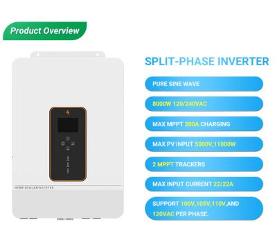 China Lead Acid Or Lithium Mppt 8000W 48V Specials Split Phase 120/240V In One Hybrid Inverter Machine Inverter 8Kw 620*435*130MM for sale