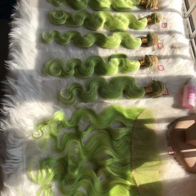 China Body Wave 20-30 Inch Green Body Wave Bundles With Frontal Hair Wholesale Wigs For Black Women for sale