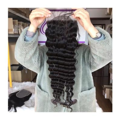 China Sheer 6x6 Lace Closure Deep Wave 100% Human Hair Texture For Women Brazilian Hair 100% Virgin Human Hair Color for sale