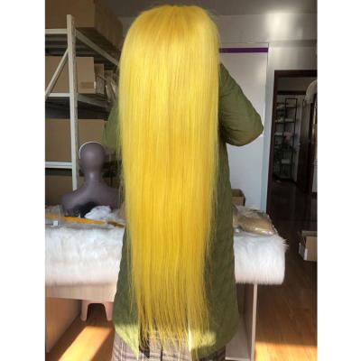 China Silky Straight Yellow Color Bone Wave 30inch Straight Human Hair Wigs Colored Lace Front Wig Extensions for sale