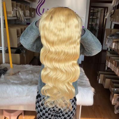 China Blonde Body Wave 24inch Lace Front Wig 100% Virgin Hair for sale