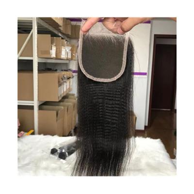 China Raw Unprocessed Brazilian Virgin Hair 5x5 HD Virgin Hair Yaki Light Texture Lace Closure Special Customized New Products From LiShaHair for sale