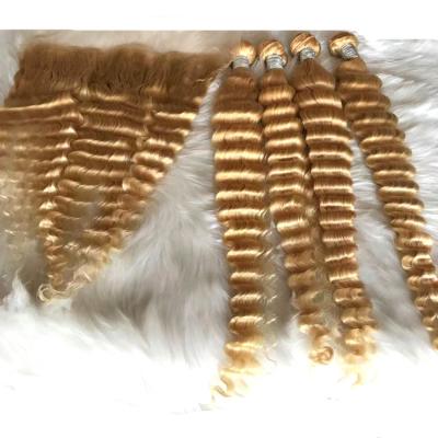 China Pure Virgin Hair 613 Color Cheap Brazilian Deep Wave Virgin Hair Bundles With Transparent Lace Headband for sale