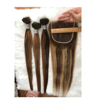 China Silky Straight Wave Brazilian Ombre Hair Bundles Hair Bundles With Color Remy Hair Weave 5x5 Hd Lace Closure Highlight Bundles for sale