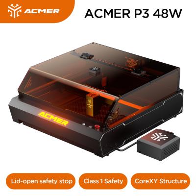 China ACMER P3 48W Laser Engraver，0.01mm Precision Diode Laser Cutter For Wood Metal And Some Dark Opaque Acrylic for sale