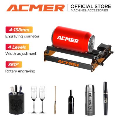 China ACMER M2 Laser Rotary Roller Supports Engraving Cylindrical Objects Glass Bottles Stemmed Glasses for sale