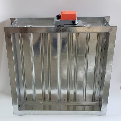 China Industrial Electric 220V 24v Motorized Square Air Duct Damper Galvanized Motor Square Damper for sale