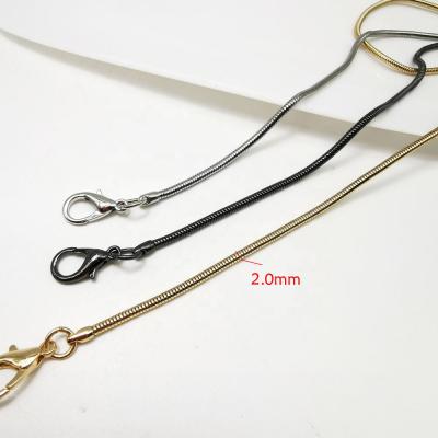 China 2.0Mm Stainless Steel Round Snake Bag Chain Metal Silver Gold Circular Snake Bag User Friendly Custom 120Cm Chain Link for sale