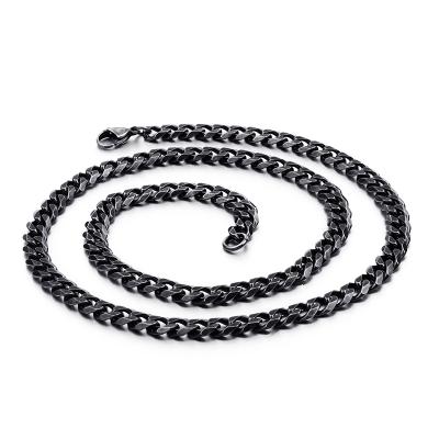 China Hiphop Classic Black Plated Vintage Cubic Style Hip Hop Chain Necklace Customized Stainless Steel Necklace for sale