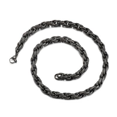 China Hiphop New Arrive Mens Jewelry Stainless Steel Chain Cuban Necklace Twist Chain Hip Hop Rock Necklace Handmade Bracelet for sale