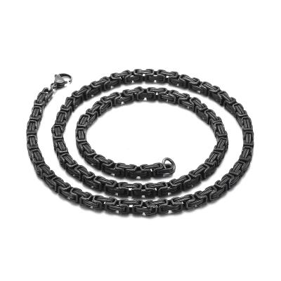 China Hiphop Vintage Boiled Black Back Link Chain Necklace Men's Stainless Steel Collar Necklace for sale