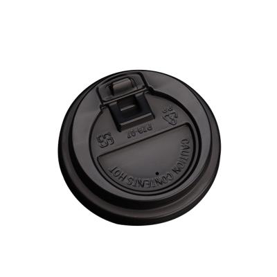 China Non Spill Wholesale Disposable Plastic Coffee Lid 80/90mm Gauge Universal Black Cup Lid Cup Cover for sale