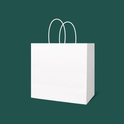 China Wholesale Recyclable Art Paper Shopping Paper Bag White for Storing Clothes and Shoes for sale