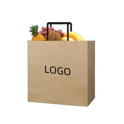 China Biodegradable Custom Heavy Duty Kraft Paper Bakery Food Grade Dry Fruit Packaging Wrapping Brown Luxury Gift Shopping Paper Bag for sale