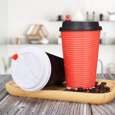 China Customized Recyclable Disposable 16oz Corrugated Paper Cup Thickened Plastic Coffee Paper Cup Ripple Paper Cup Set for sale