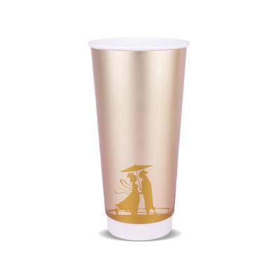 China Custom LOGO heat preservation paper cup 22oz double-layer high quality cavity biodegradable cup and anti-scalding disposable paper cup for sale