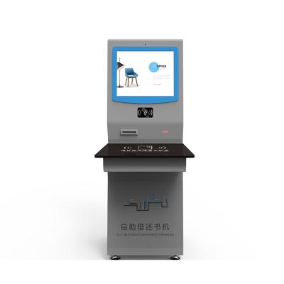 China Indoor Book Check In Eco Self Service Library Kiosk With QR Barcode Scanner for sale