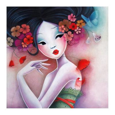 China Girl Beauty 30*30cm Impressionist Round Drill Diamond Painting (Canvas) Geisha Full for sale