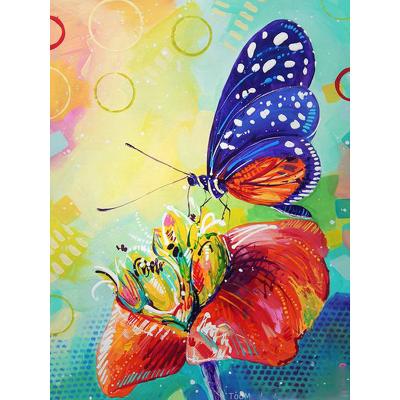 China Full Flower Butterfly 30*40cm Impressionist Round Drill Diamond Painting (Canvas) for sale