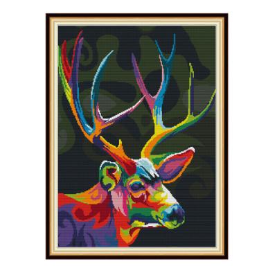 China Chinese characteristics cross stitch shine deer living room porch hallway European simple decoration picture hanging embroidery kit for sale