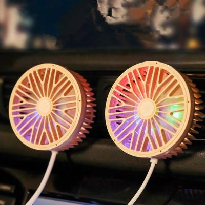 China Seven-page Fan Blade 360 ​​Swivels Easy Adjustment USB LED Multi-Function Interface Duct Fan Mini Lamp Car Fan for sale