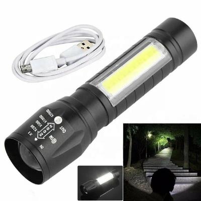 China Emergency Fishing Police USB LED Flashlight XPE Element Portable Aluminum BatteryTactical Rechargeable Flashlights Work Light Emergency Lanterna for sale