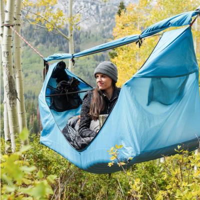 China Outdoor Backyard Adult Nylon Hanging Tent Colony Vacation Swing Raising Hammock Mosquito Net With Canopy for sale